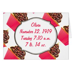 Baby Girl Pink Cupcakes a Girl Ankündigung