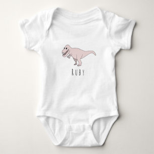 Baby Girl Pink Doodle T-Rex Dinosaur mit Name Baby Strampler