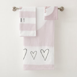 Baby Girl Pink Doodle T-Rex Dinosaur mit Name Badhandtuch Set