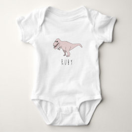 Baby Girl Pink Doodle T-Rex Dinosaurier mit Name Baby Strampler