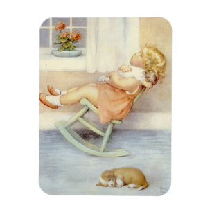 Baby Girl Pink Dress Rocking Stuhl Magnet
