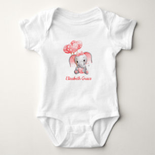 Baby Girl Pink Elephant Balloons Personalisiert Baby Strampler