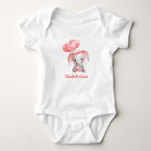 Baby Girl Pink Elephant Balloons Personalisiert Strampler