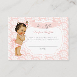 Baby Girl Pink Gray Diaper Raffle Ticket Begleitkarte