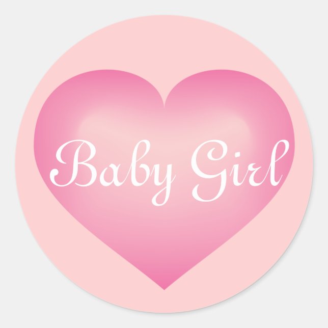 Baby Girl Pink Heart Runder Aufkleber (Vorderseite)