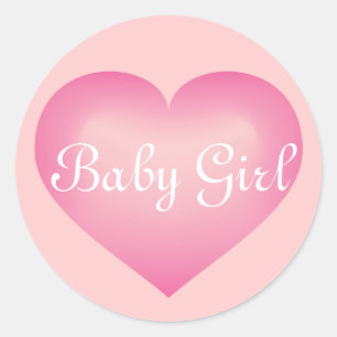 Baby Girl Pink Heart Runder Aufkleber