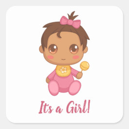 Baby Girl Pink Jumpsuit Custom Text Quadratischer Aufkleber