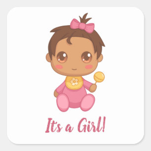 Baby Girl Pink Jumpsuit Custom Text Quadratischer Aufkleber