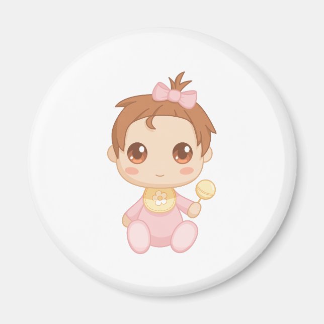 Baby Girl Pink Jumpsuit Magnet (Vorne)
