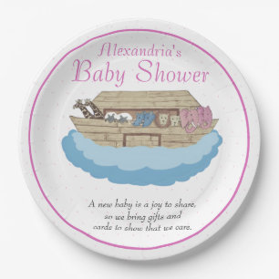 Baby Girl Pink Noah's Ark Baby Dusche Einladung Pappteller