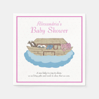 Baby Girl Pink Noah's Ark Baby Shower Einladung Serviette
