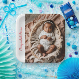 Baby Girl pink Party Foto Glückwünsche Pappteller