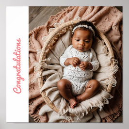 Baby Girl pink Party Foto Glückwünsche Poster