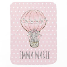 Baby Girl Pink Princess Elephant Hot Air Ballon