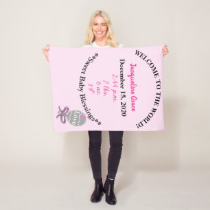 Baby Girl Pink Rattle Fleece Blanket