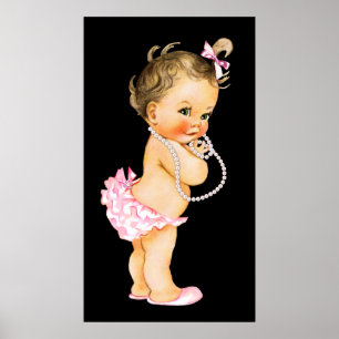 Baby Girl Pink Ruffle Pants Pearl Baby Dusche Poster