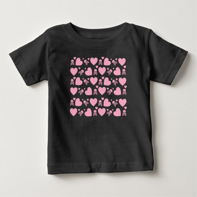 BABY GIRL PINK SKULLS SHIRT (Vorderseite)