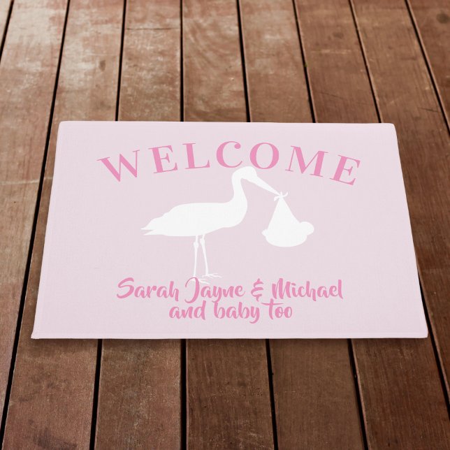 Baby Girl Pink Stork Welcome Kinderzimmer Doormat Fußmatte (Von Creator hochgeladen)