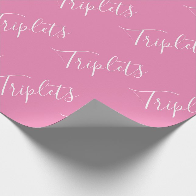 Baby Girl Pink Triplet Girls Script Geschenkpapier (Ecke)