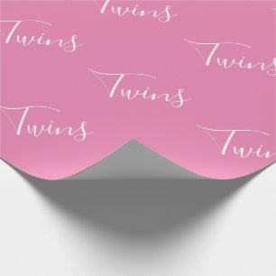 Baby Girl Pink Twin Girls Script Geschenkpapier