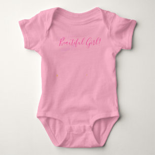 Baby Girl Pink Watercolor Babydusche Strampler