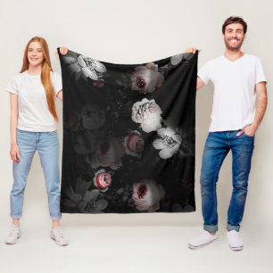 Baby Girl Pink White Black Viktorianisch Rose Must Fleecedecke