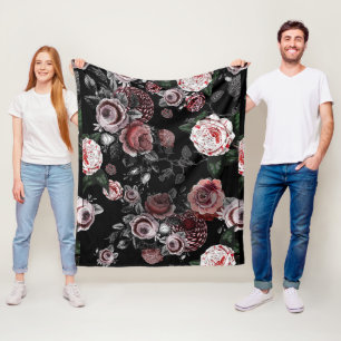 Baby Girl Pink White Black Viktorianisch Rose Must Fleecedecke