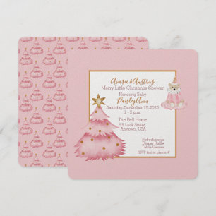 Baby Girl Pink White Christmas Tree Dusche Einladung