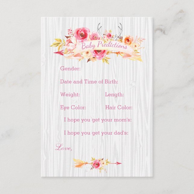 Baby Girl Predication and Advisor Cards Hinweiskarte (Vorderseite)