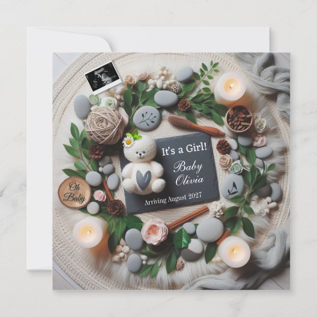 Baby Girl Pregnancy Ankündigung für Social Media (Vorderseite)