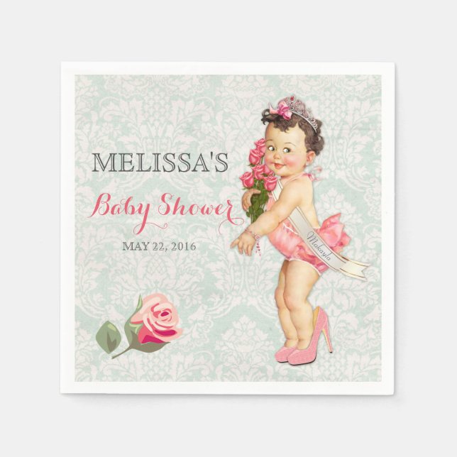 Baby Girl Princess Tiara Rose Crown Serviette (Vorderseite)