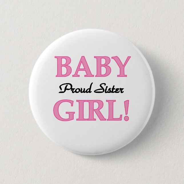 Baby Girl Proud Sister Button (Vorderseite)