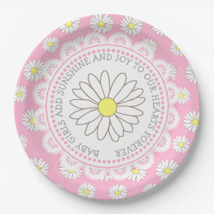 Baby Girl Quote Daisy Themed Baby Dusche Teller
