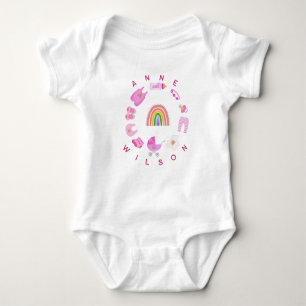 Baby Girl Rainbow Pink Color Baby Strampler