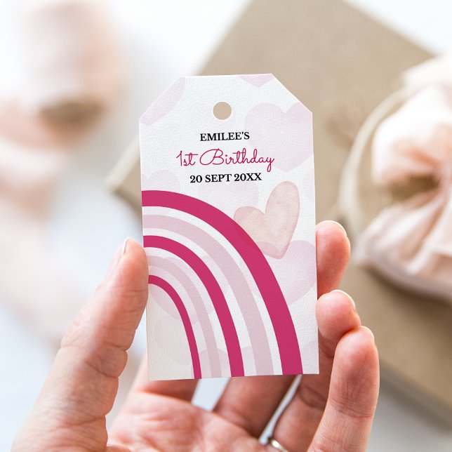 Baby Girl Rainbows and Hearts (Hot Pink) Geschenkanhänger (Von Creator hochgeladen)