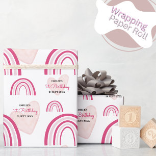 Baby Girl Rainbows and Hearts (Hot Pink) Geschenkpapier