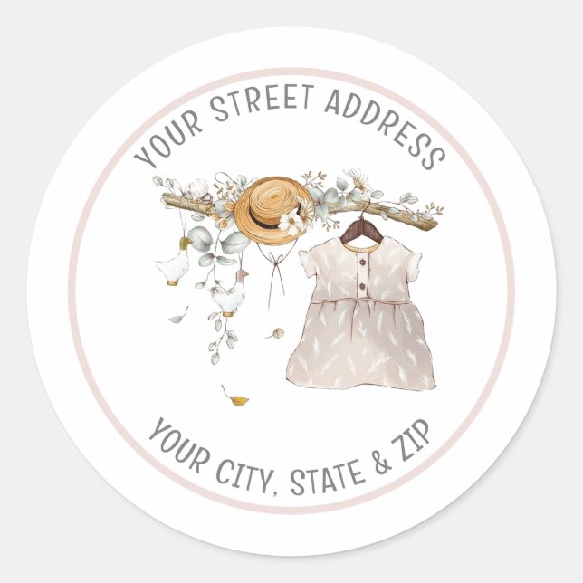 Baby Girl Return Address Sticker (Vorderseite)