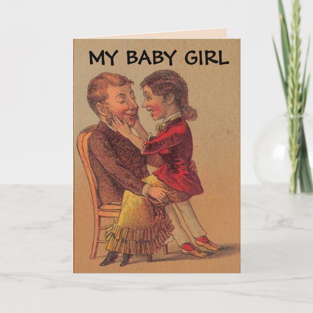BABY GIRL ROMANTIC RETRO GEBURTSTAGSKARTEN KARTE (Vorderseite)