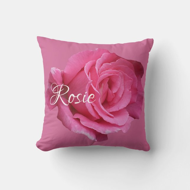Baby Girl Rosie nennt niedliche, anpassbare Rosa R Kissen (Vorderseite)