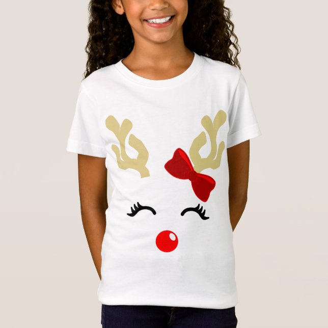 Baby Girl Rudolph Reindeer T-Shirt (Vorderseite)
