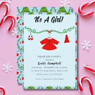 Baby Girl Santa Outfit Baby Shower Einladung
