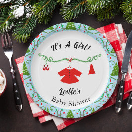 Baby Girl Santa Outfit Babydusche Pappteller