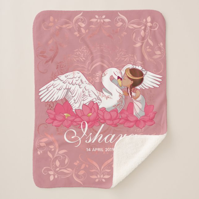 Baby Girl Saraswati with her White Swan Sherpadecke (Vorderseite)