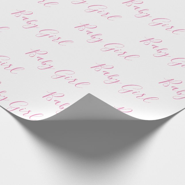 Baby Girl Script Pink Duschwrapping Paper Geschenkpapier (Ecke)