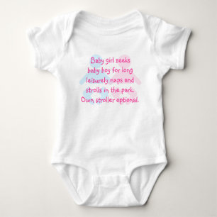 Baby Girl Seeks Baby Boy Funny T - Shirt
