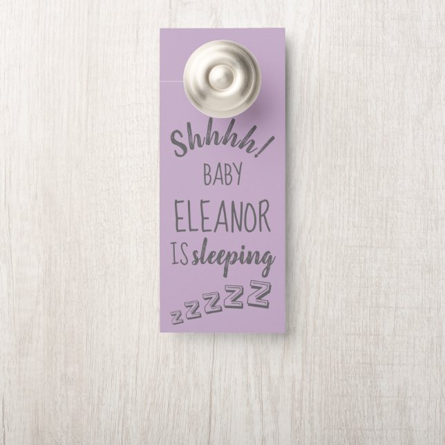 Baby Girl Shhh schlafend Lavender Door Hanger Türanhänger (Auf Knauf)