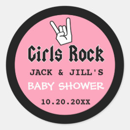 BABY GIRL SHOWER CONCERT TICKET EINLADUNG RUNDER AUFKLEBER