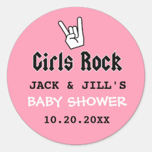 BABY GIRL SHOWER CONCERT TICKET EINLADUNG RUNDER AUFKLEBER