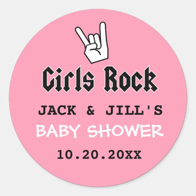 BABY GIRL SHOWER CONCERT TICKET EINLADUNG RUNDER AUFKLEBER (Vorderseite)