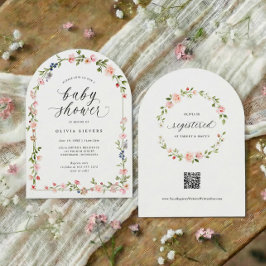 Baby Girl Shower Pink Watercolor Floral Arch Einladung